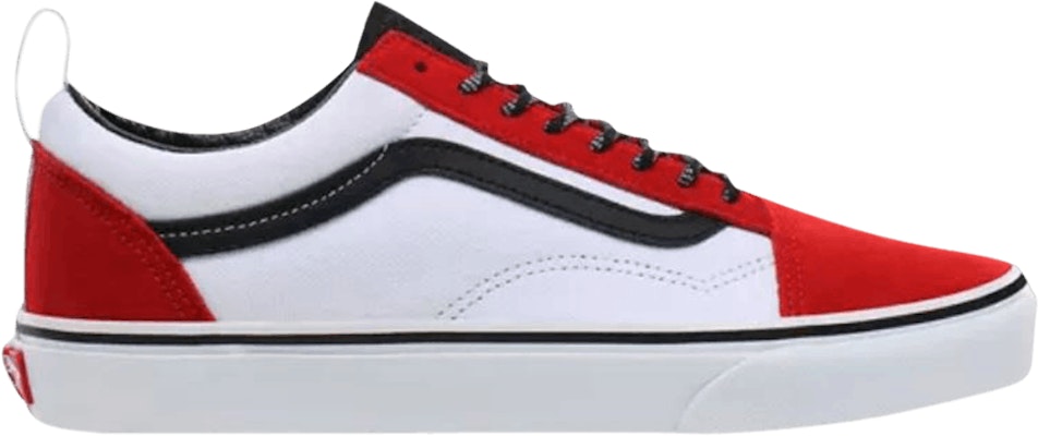 Red and black and white vans on sale