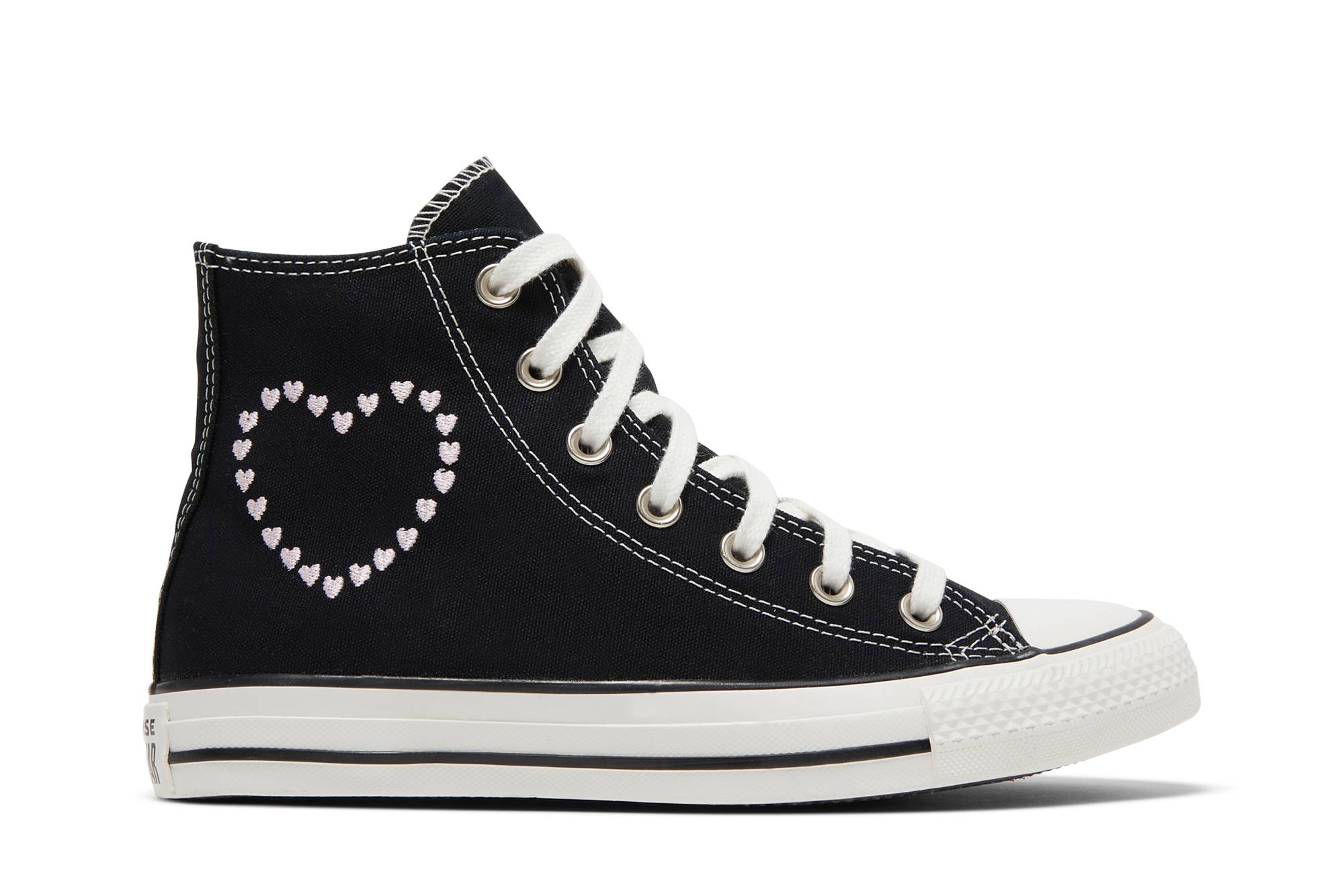 (W) Converse Chuck Taylor All Star High 'Embroidered Hearts - Black'