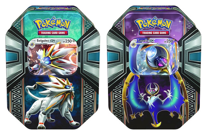 2017 Pokemon TCG Legends of Alola Tin Lunala GX/Solgaleo GX Lot
