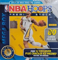 2019-20 Panini NBA Hoops Premium Stock Basketball 80 Ct. Mega Box (Blue Cracked Ice) 2019-20 Panini NBA Hoops Premium Stock Basketball 80 Ct. Mega Box (Blue Cracked Ice)