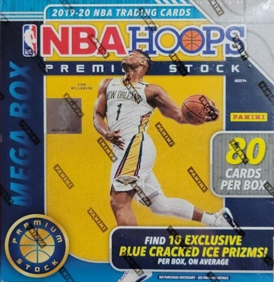 2019-20 Panini NBA Hoops Premium Stock Basketball 80 Ct. Mega Box (Blue Cracked Ice) Buy 2019-20 Panini NBA Hoops Premium Stock Basketball 80 Ct. Mega Box (Blue Cracked Ice)