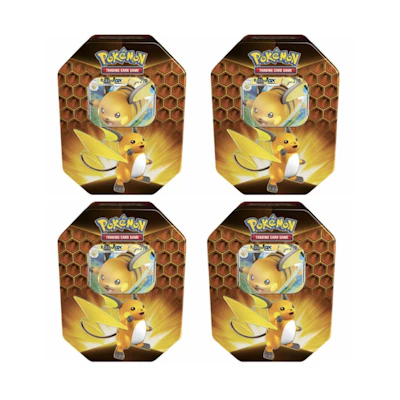 2019 Pokemon Hidden Fates Raichu Tin 4x Lot