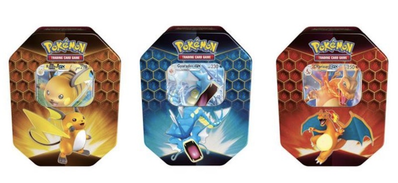 2019 Pokemon Hidden Fates Tin 3x Lot Charizard/Gyrados/Raichu