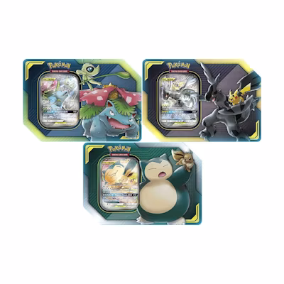 2019 Poké TCG TAG TEAM Tins Pikachu & Zekrom GX/Eevee & Snorlax GX/Celebi & Venusaur GX Lot