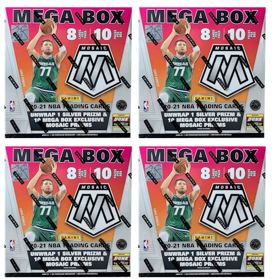 2020-21-panini-mosaic-basketball-walmart-mega-box-reactive-blue-prizms-4x-lot