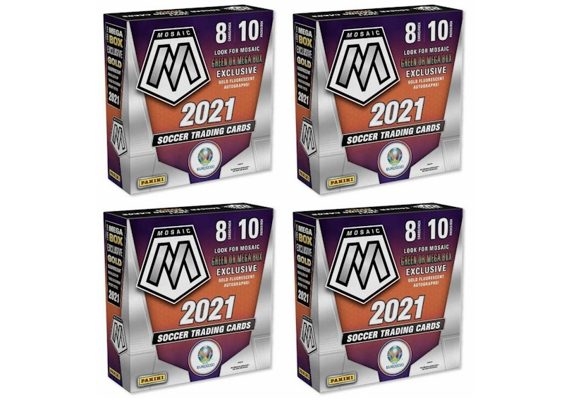 2020-21 Panini Mosaic UEFA Euro Soccer Mega Box (Gold Fluorescent Autographs) 4x Lot