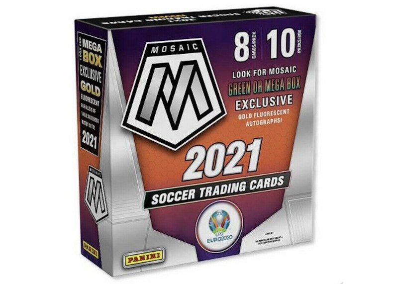 2020-21 Panini Mosaic UEFA Euro Soccer Mega Box (Gold Fluorescent Autographs)