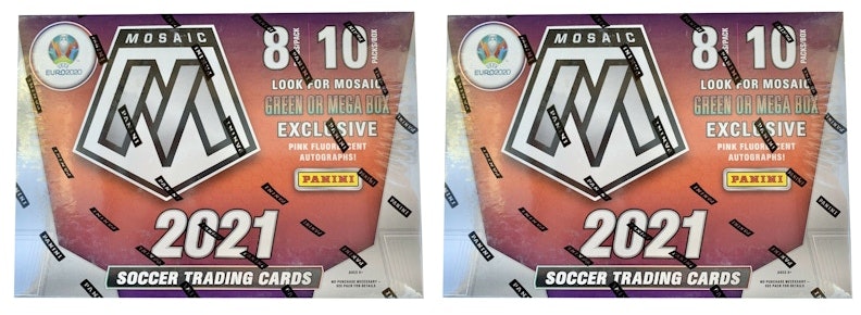 2020-21-panini-mosaic-uefa-euro-soccer-mega-box-pink-fluorescent-autographs-2x-lot