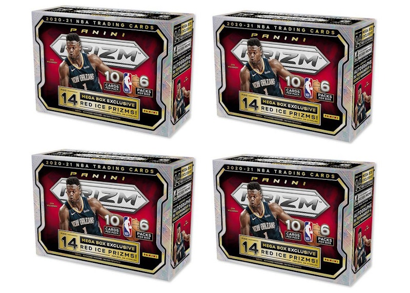 2020-21 Panini Prizm Basketball Mega Box (Red Ice Prizms) 4x Lot (Red or Blue Box)
