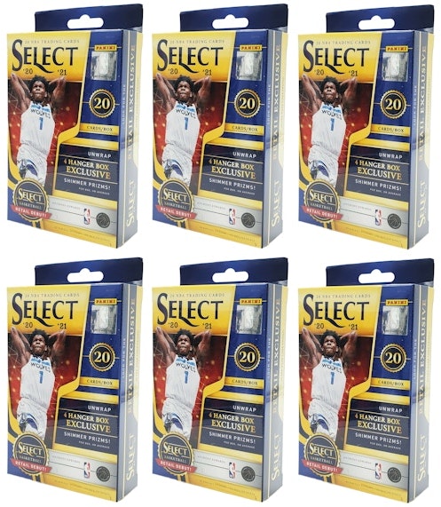 2020-21-panini-select-basketball-hanger-box-shimmer-prizms-6x-lot