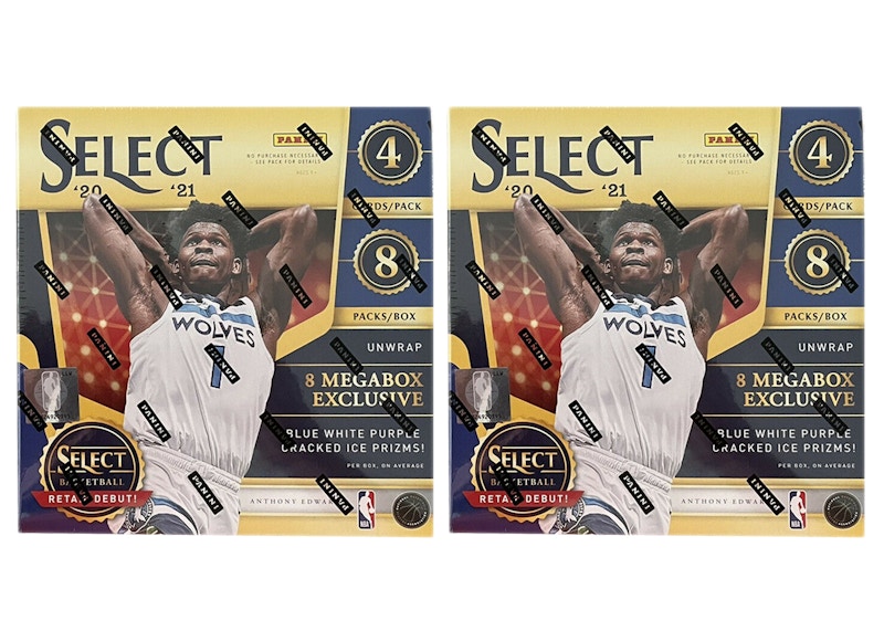 2020-21 Panini Select Basketball Mega Box (Blue/White/Purple Cracked Ice Prizms) 2x Lot