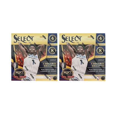 2020-21 Panini Select Basketball Mega Box (Blue/White/Purple Cracked Ice Prizms) 2x Lot