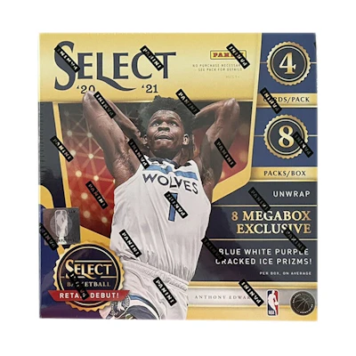2020-21 Panini Select Basketball Mega Box (Blue/White/Purple Cracked Ice Prizms)
