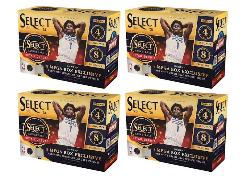 2020-21 Panini Select Basketball Mega Box (Red/White/Green Cracked Ice Prizms) 4x Lot