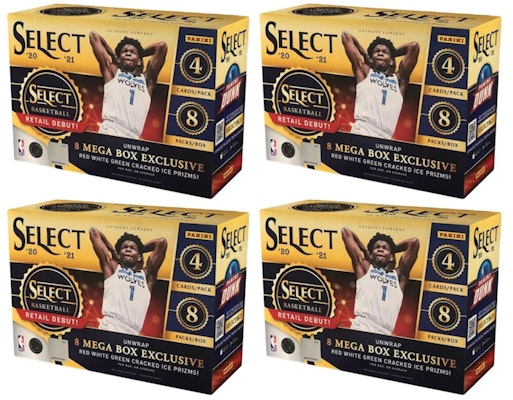 2020-21 Panini Select Basketball Mega Box (Red/White/Green Cracked Ice Prizms) 4x Lot Buy 2020-21 Panini Select Basketball Mega Box (Red/White/Green Cracked Ice Prizms) 4x Lot