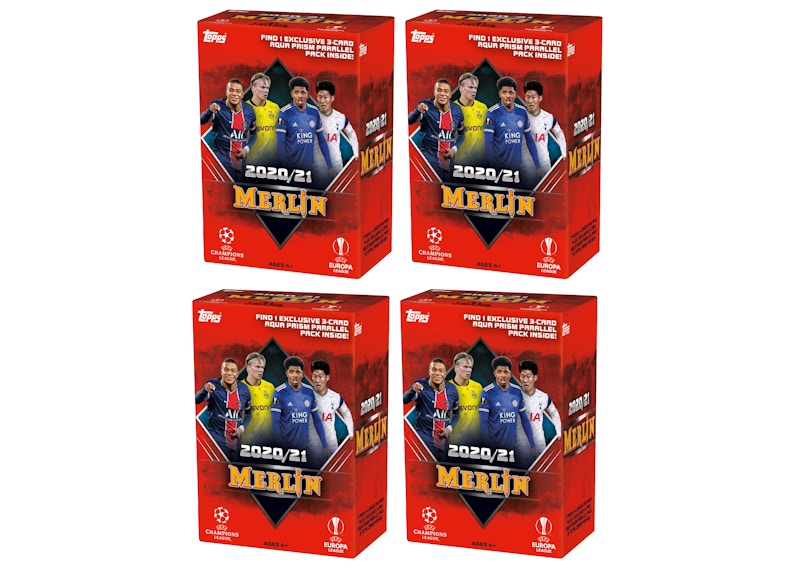 2020-21 Topps Merlin Collection Chrome UEFA Champions League Soccer Blaster Box 4x Lot