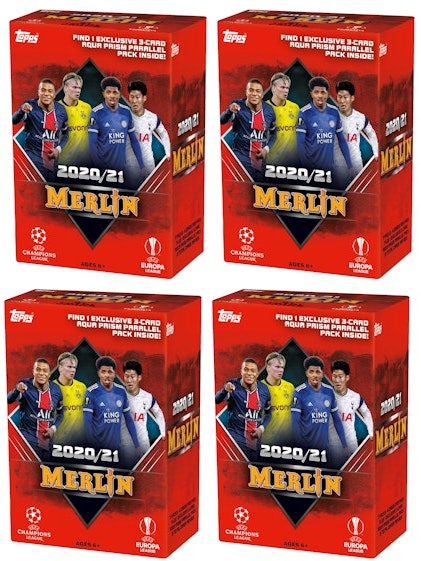 2020-21-topps-merlin-collection-chrome-uefa-champions-league-soccer-blaster-box-4x-lot