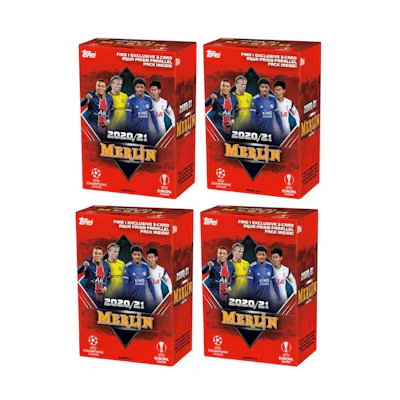 2020-21 Topps Merlin Collection Chrome UEFA Champions League Soccer Blaster Box 4x Lot
