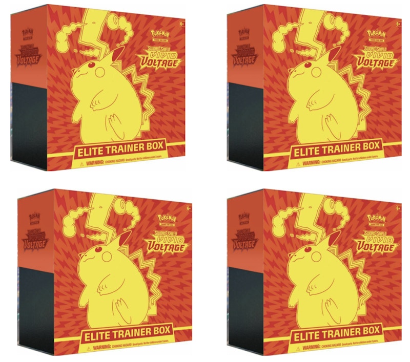 2020 Pokemon TCG Sword & Shield Vivid Voltage Elite Trainer Box 4x Lot