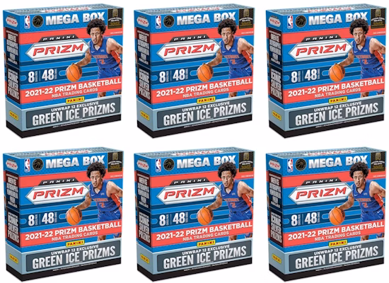 2021-22 Panini Prizm Basketball Fanatics Exclusive Mega Box (Green Ice Prizms) 6x Lot Buy 2021-22 Panini Prizm Basketball Fanatics Exclusive Mega Box (Green Ice Prizms) 6x Lot