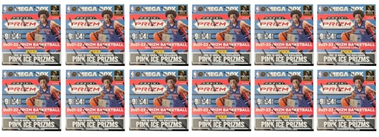 2021-22 Panini Prizm Basketball Mega Box (Pink Ice Prizms) 12x Lot 2021-22 Panini Prizm Basketball Mega Box (Pink Ice Prizms) 12x Lot