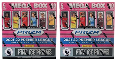 2021-22 Panini Prizm Premier League Soccer Mega Box (Pink Ice Prizms) 2x Lot 2021-22 Panini Prizm Premier League Soccer Mega Box (Pink Ice Prizms) 2x Lot