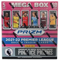 2021-22 Panini Prizm Premier League Soccer Mega Box (Pink Ice Prizms) 2021-22 Panini Prizm Premier League Soccer Mega Box (Pink Ice Prizms)