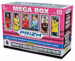 2021-22 Panini Prizm Premier League Soccer Mega Box (Red Ice Prizms) 2021-22 Panini Prizm Premier League Soccer Mega Box (Red Ice Prizms)