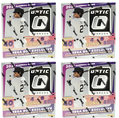 2021 Panini Donruss Optic Baseball Mega Box (Carolina Blue and White Parallels) 4x Lot Buy 2021 Panini Donruss Optic Baseball Mega Box (Carolina Blue and White Parallels) 4x Lot
