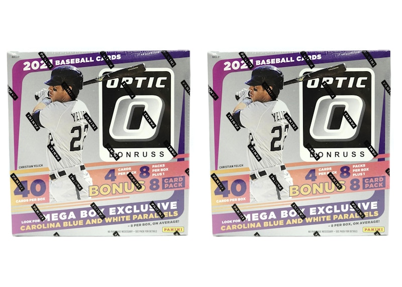 2021 Panini Donruss Optic Baseball Mega Box (Carolina Blue and White Parallels) 2x Lot