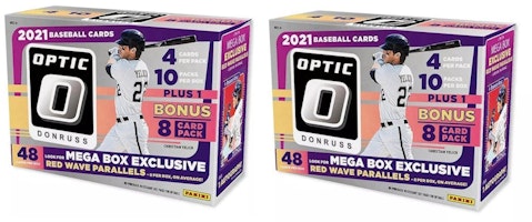 2021 Panini Donruss Optic Baseball Mega Box (Red Wave Parallels) 2x Lot 2021 Panini Donruss Optic Baseball Mega Box (Red Wave Parallels) 2x Lot
