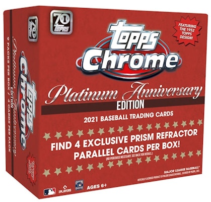 2021 Toppsクロームプラチナアニバーサリーメガボックス
Buy 2021 Toppsクロームプラチナアニバーサリーメガボックス