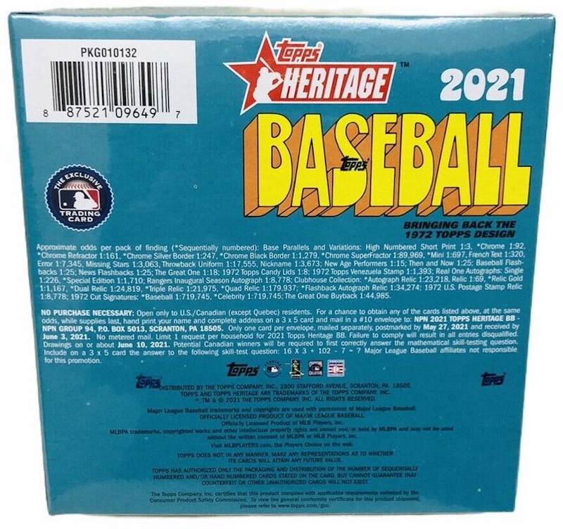Order 2021 Topps Heritage Baseball Mega Box (Blue Sparkle Parallels) Paket 4x