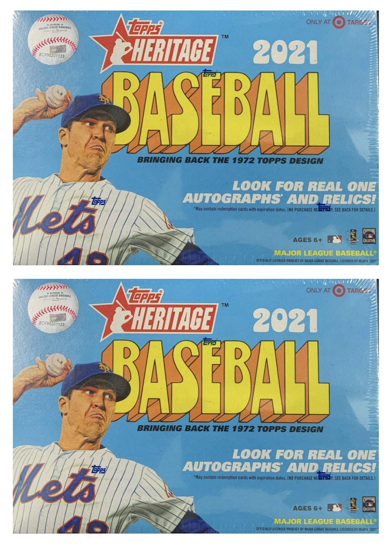 2021 Topps Heritage Baseball Target Mega Box 2x Lot (17 Packs)