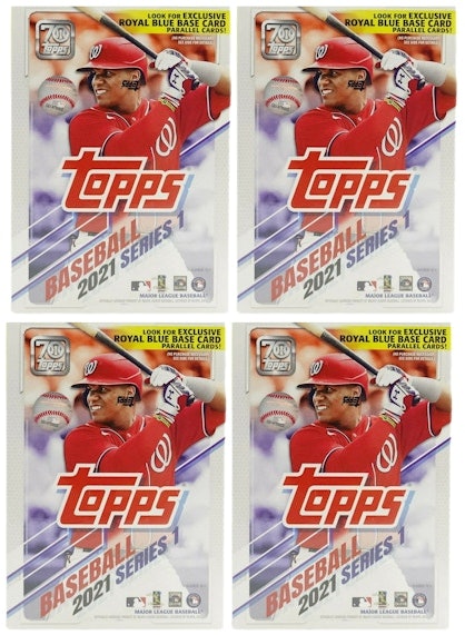 2021-topps-series-1-baseball-blaster-box-royal-blue-parallel-4x-lot
