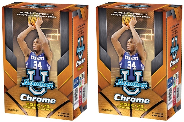2022-23-bowman-university-chrome-basketball-blaster-box-2x-lot
