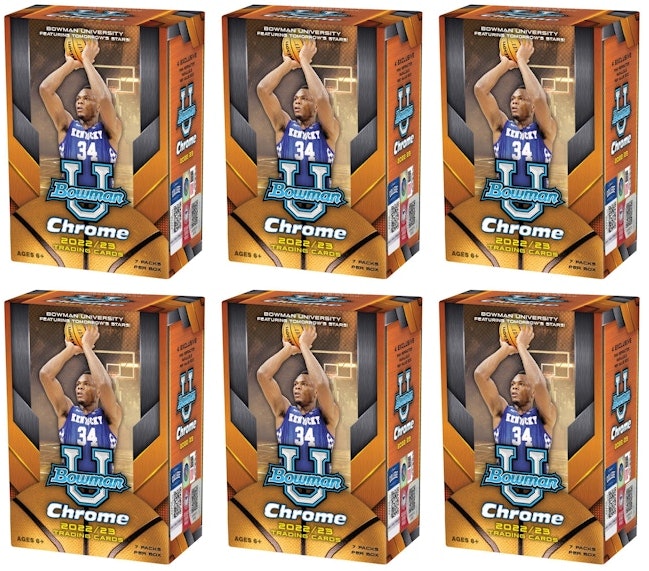 2022-23-bowman-university-chrome-basketball-blaster-box-6x-lot