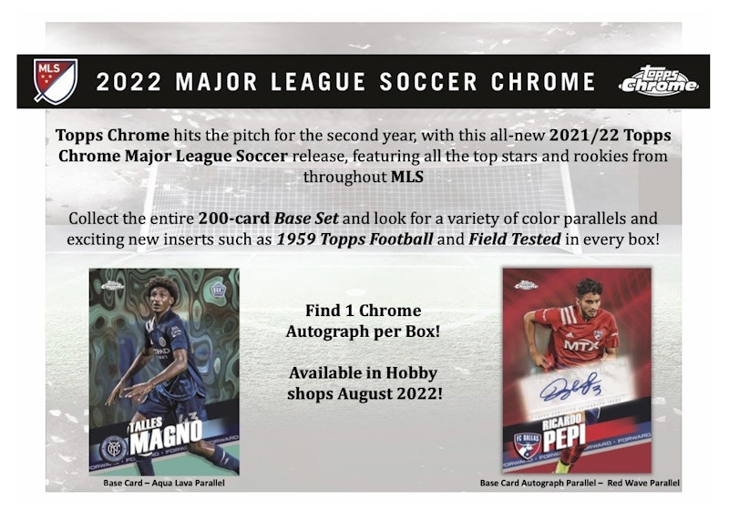 2022 Topps Chrome MLS Soccer Hobby Box