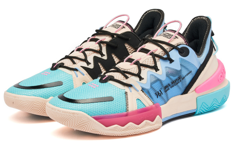 Lookbook 361度 燃戰2.0 沙坡尾 減震防滑耐磨 低幫 籃球鞋 男款 藍粉