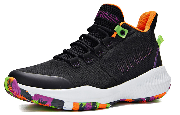 Order 361° Fashion Mesh Shock-Absorbing Mid-Top Sneakers 'Black White' 672021106-4