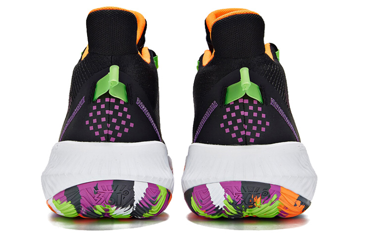 Shop 361° Fashion Mesh Shock-Absorbing Mid-Top Sneakers 'Black White' 672021106-4
