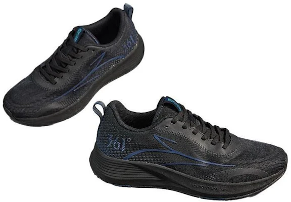 361° 飛逸 潮流舒適 防滑耐磨 低幫 跑步鞋 男款 黑藍 Shop 361° 飛逸 潮流舒適 防滑耐磨 低幫 跑步鞋 男款 黑藍