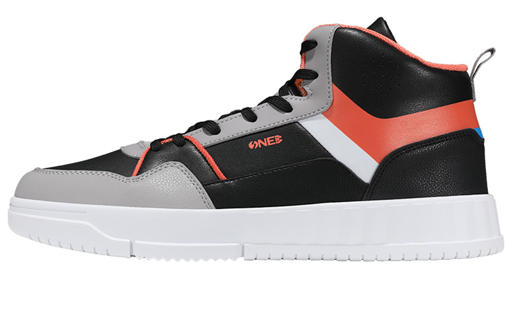 361° High-Top Casual Leather Sneaker 'Black Grey' 672036625-5