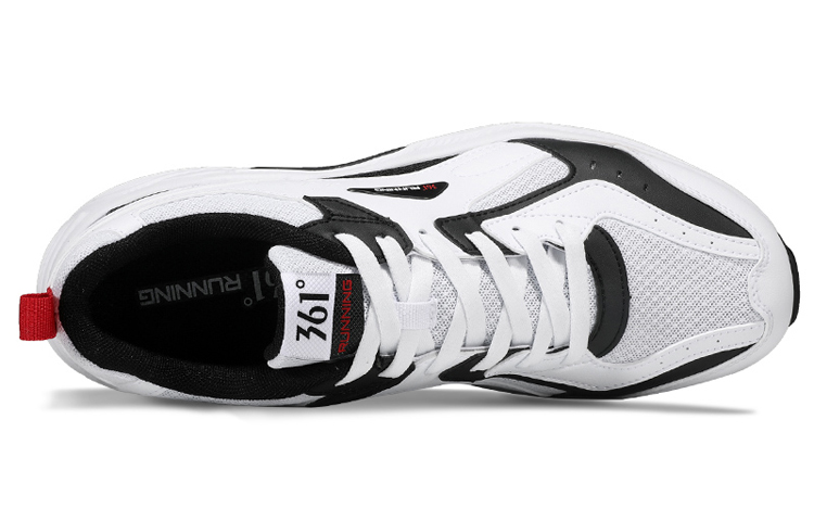 Lookbook Kasut Sneaker 361° Ringan dan Bernafas Menyerap Kejut 'Putih Hitam' 672122213F-1