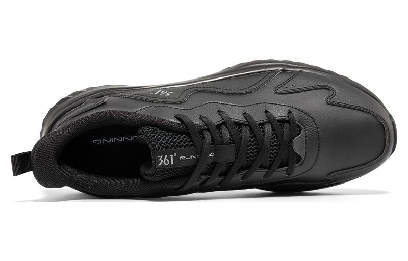 Order 361° 休閒皮面 運動舒適 耐磨防滑 低幫 跑步鞋 男款 黑色