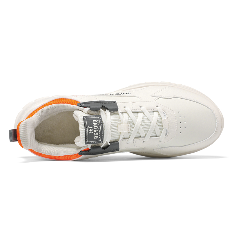 Order 361° 舒適百搭 加絨 保暖 低筒 生活休閒鞋 男款 白橙色