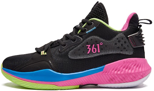 361°ミッドトップスニーカー「ブラックピンク」 672031103-8 Buy 361°ミッドトップスニーカー「ブラックピンク」 672031103-8