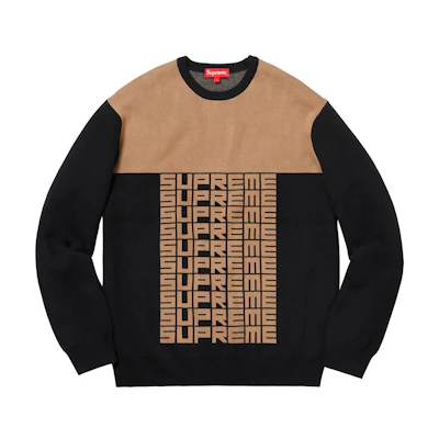 Supreme Logo Repeat Sweater Black Biege
