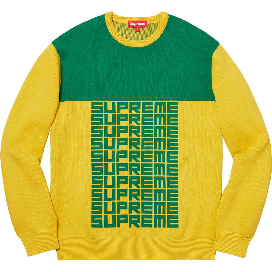 Supreme Logo Repeat Sweater Yellow Green