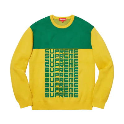 Supreme Logo Repeat Sweater Yellow Green